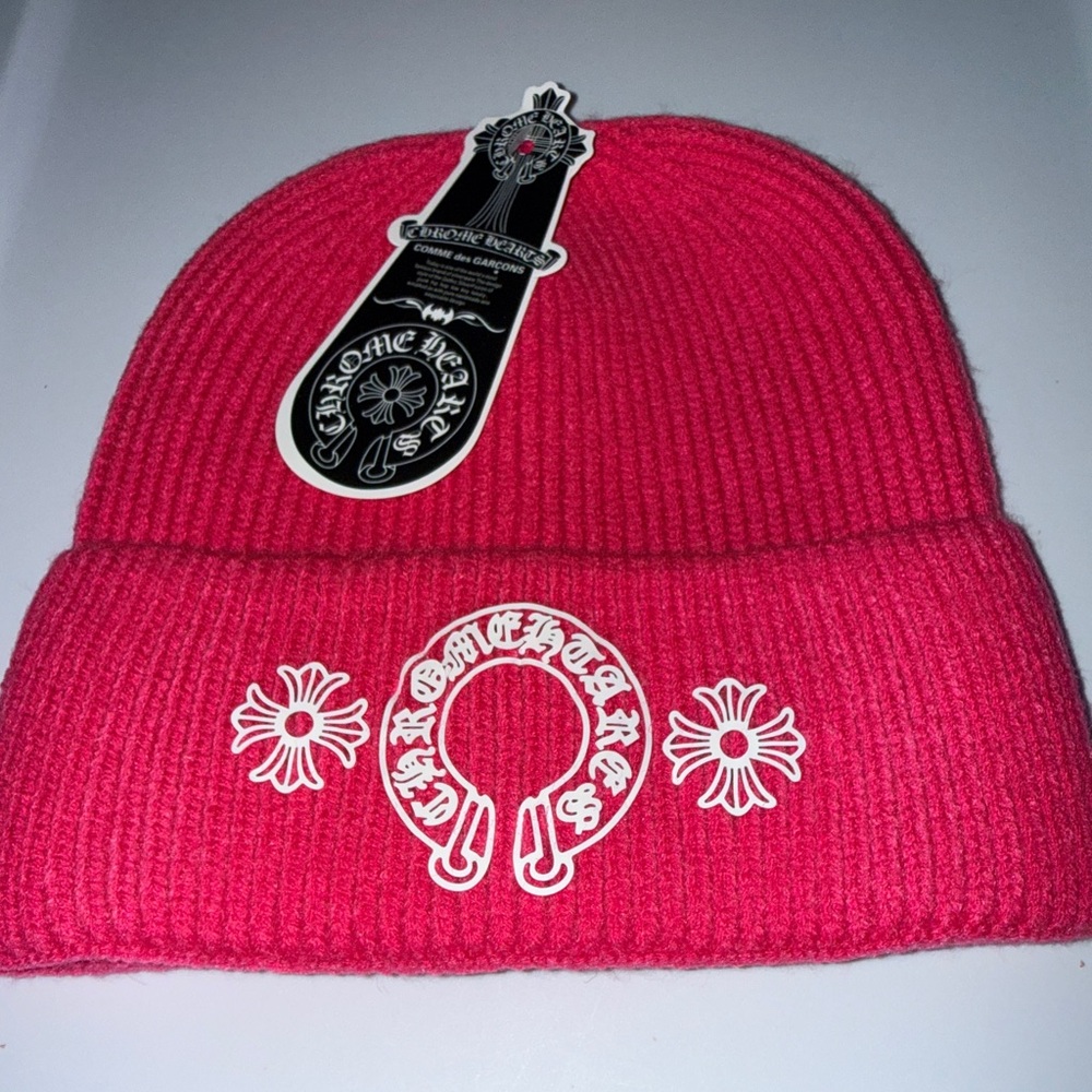 Bright Pink Cromados Hearts knit Beanie